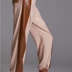 Beatrice B (Anthropologie) Faux Leather Trimmed Joggers